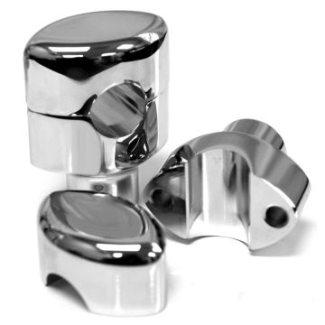 Chrome 1 1/2" Rise 1 1/2" Mount Smooth Risers for Harley Davidson