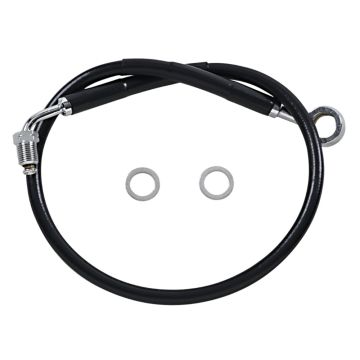 +2" Over Stock Front Black Vinyl Coated Brake Line for 2018 and newer Harley-Davidson Softail Deluxe, Fat Boy, Slim and Sport Glide models with ABS brakes