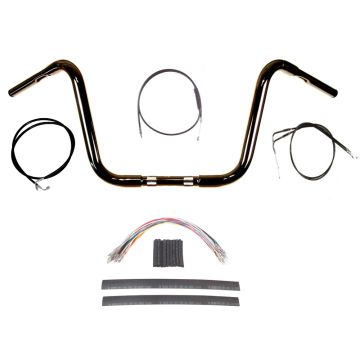 1 1/4" BBlack 10" Ape Hanger Handlebar Kit 2011-2015 Harley Softail w/ABS
