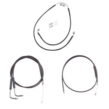 Black +6" Cable & Brake Line Bsc Kit for 2012 & Newer Harley-Davidson Dyna models with ABS brakes
