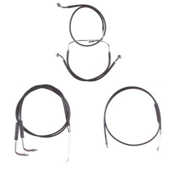 Basic Black Cable Brake Line Kit for Stock Handlebars on 1996-2001 Fuel Injected Harley-Davidson Touring Models without Cruise Control
