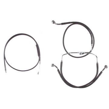 Black +14" Cable Brake Line Bsc Kit for 2008-2013 Harley-Davidson Touring models without ABS brakes