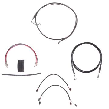 Black +8" Cable & Brake Line Cmpt Kit for 2014-2015 Harley-Davidson Street Glide, Road Glide, Ultra Classic and Limited models with ABS brakes