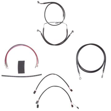 Complete Black Hydraulic Line Kit for 12" Handlebars on 2014-2015 Harley-Davidson Street Glide, Road Glide models without ABS brakes
