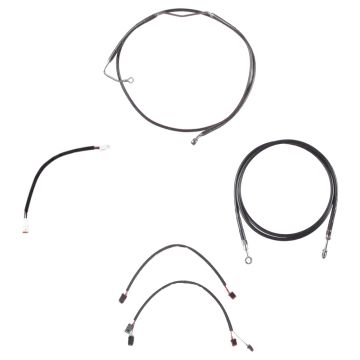 Black +14" Cable & Brake Line Cmpt Kit for 2016 & Newer Harley-Davidson Street Glide, Road Glide, Ultra Classic and Limited models with ABS brakes