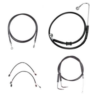 Complete Black Vinyl Coated Cable and Line Kit for 18" Handlebars on 2011-2015 Harley-Davidson Softail CVO models with a hydraulic clutch and ABS brakes