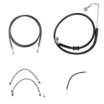 Complete Black Vinyl Coated Clutch and Brake Line Kit for 18" Handlebars on 2016-2017 Harley-Davidson Softail Breakout CVO models with a hydraulic clutch and with ABS brakes
