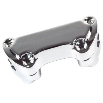Chrome 1 1/2" Tall Handlebar Risers with one piece Top Clamp for Harley-Davidson Handlebars with 1" clamping area