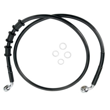 +10" Over Stock Front Black Vinyl Coated Brake Line for 2008 2015 Harley Softail Deluxe & 2012 2015 Slim, Fatboy, Fatboy Low models