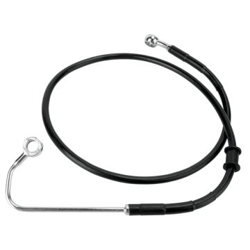 +6" Over Stock Front Black Vinyl Coated Upper ABS Brake Line for 2016-2017 Harley Softail Slim, Deluxe, Fatboy, Fatboy Low with ABS brakes