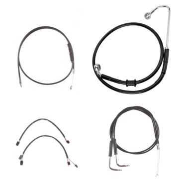 Black +6" Cable & Brake Line Cmpt Kit for 2011-2015 Harley-Davidson Softail with ABS brakes