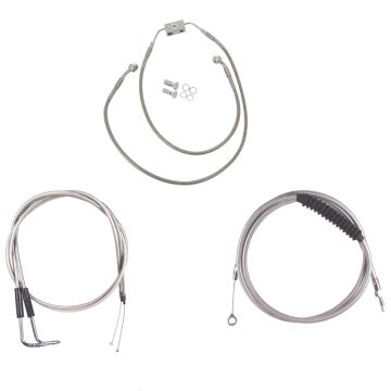 Stainless +8" Cable & Brake Line Bsc Kit for 2012-2017 Harley-Davidson Dyna models with ABS brakes