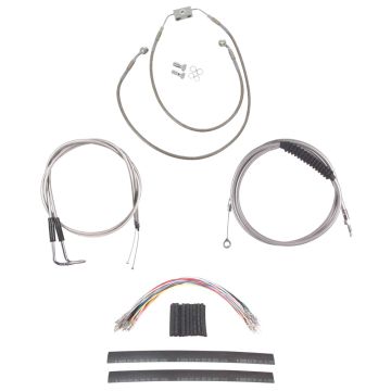 Complete Stainless Cable Brake Line Kit for 12" Handlebars on 2012-2017 Harley-Davidson Dyna Models with ABS Brakes