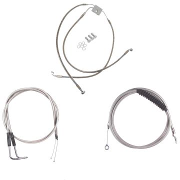 Stainless +12" Cable & Brake Line Bsc DD Kit for 2012-2017 Harley-Davidson Dyna models with ABS brakes