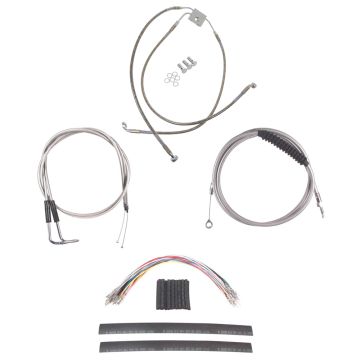 Stainless Cable & Brake Line Cmpt DD Kit 14" for Apes on 2012-2017 Harley-Davidson Dyna with ABS brakes