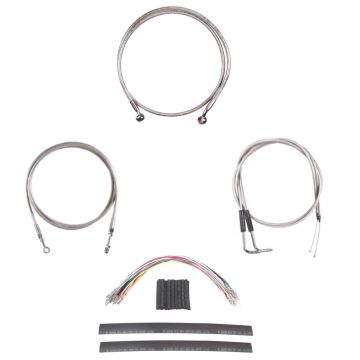 Stainless Braided Cable and Line Complete Kit for 12" Tall Handlebars on 2003-2006 Harley-Davidson Softail Deuce CVO and Fat Boy CVO models