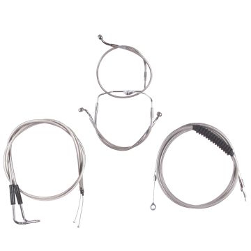 Stainless Cable & Brake Line Bsc DD Kit 16" Apes for 2008-2017 Harley-Davidson Dyna models without ABS brakes