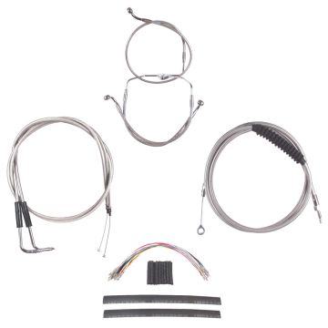 Stainless +2" Cable & Brake Line Cmpt Kit for 2007 Harley-Davidson Touring models without Cruise Control