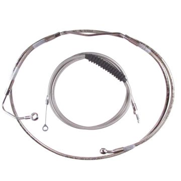 Stainless +10" Cable & Brake Line Bsc Kit for 2014-2016 Harley-Davidson Road King models with ABS brakes