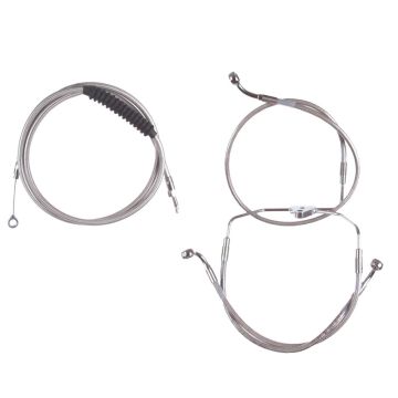 Stainless +14" Cable Brake Line Bsc Kit for 2008-2013 Harley-Davidson Touring models without ABS brakes