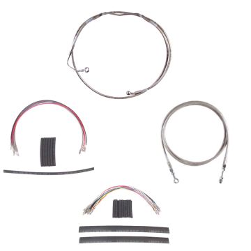Complete Stainless Braided Clutch Brake Line Kit for 12" Handlebars on 2008-2013 Harley-Davidson Touring Screaming Eagle and CVO models with ABS Brakes