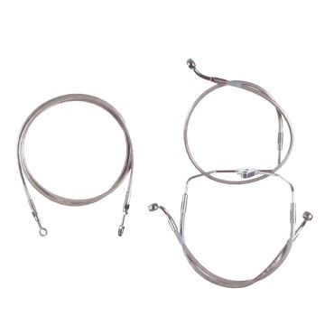 Stainless +10" Cable & Brake Line Bsc Kit for 2014-2015 Harley-Davidson Street Glide, Road Glide models without ABS brakes