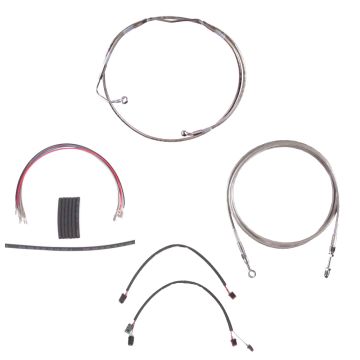 Stainless +2" Cable & Brake Line Cmpt Kit for 2014-2015 Harley-Davidson Street Glide, Road Glide, Ultra Classic and Limited models with ABS brakes