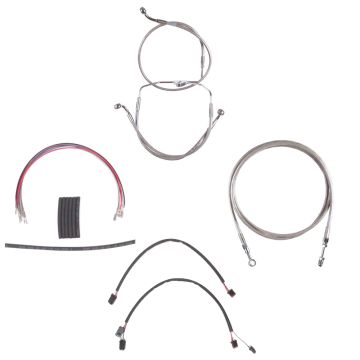 Stainless +4" Cable & Brake Line Cmpt Kit for 2014-2015 Harley-Davidson Street Glide, Road Glide models without ABS brakes