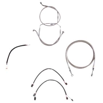 Stainless +14" Cable & Brake Line Cmpt Kit for 2016 & Newer Harley-Davidson Street Glide, Road Glide models without ABS brakes