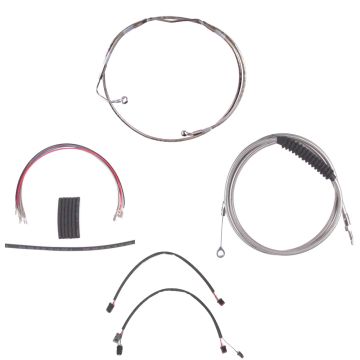 Stainless +4" Cable & Brake Line Cmpt Kit for 2014-2016 Harley-Davidson Road King models with ABS brakes