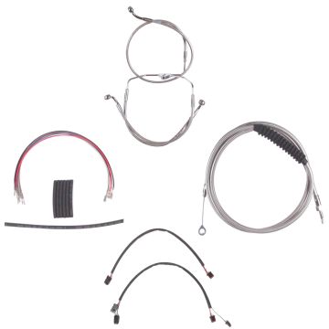 Stainless +10" Cable & Brake Line Cmpt Kit for 2014-2016 Harley-Davidson Road King models without ABS brakes