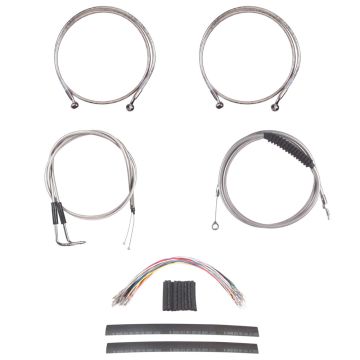 Stainless Cable & Brake Line Mstr Kit 16" for Apes on 2011-2015 Harley-Davidson Softail with ABS brakes