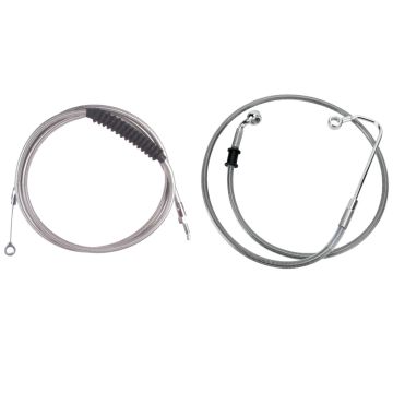 Stainless +12" Cable & Brake Line Bsc Kit for 2016-2017 Harley-Davidson Softail Models with ABS brakes