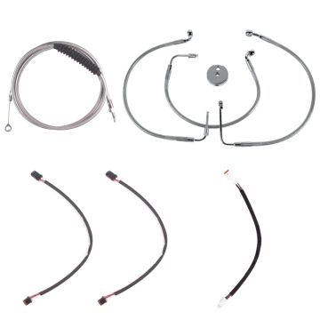 Complete Stainless Cable Brake Line Kit for 12" Handlebars on 2018-2019 Harley-Davidson Softail Fat Bob models without ABS Brakes