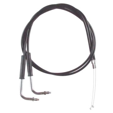 Black Vinyl Coated +2" Throttle Cable set for 1994-1995 Harley-Davidson Road King models without Cruise Control