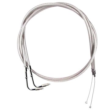 Stainless Braided +6" Throttle Cable Set for 1996-2001 Harley-Davidson Touring models with Marelli Fuel Injection
