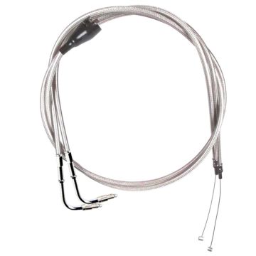Stainless Braided +6" Throttle Cable Set for 1996-2001 Harley-Davidson Touring models with Marelli Fuel Injection and Cruise Control
