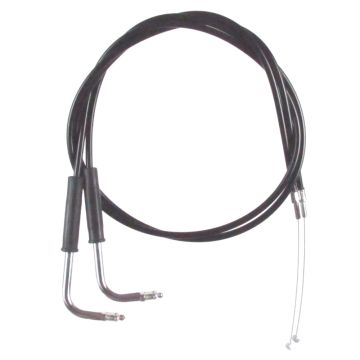Black Vinyl Coated +6" Throttle Cable set for 2002-2007 Harley-Davidson FLHT & FLHTC models without Cruise Control