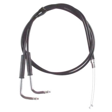 Black Vinyl Coated +8" Throttle Cable set for 2002-2007 Harley-Davidson Road King FLHRI/CI models with Cruise