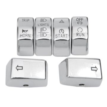 Chrome 6 Pc Switch Cap Set for 2012 & Newer Harley-Davidson Softail Dyna models