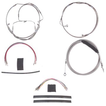Stainless Cable & Brake Line Cmpt Kit 12" Apes 2008-2013 Harley Touring w/ABS 