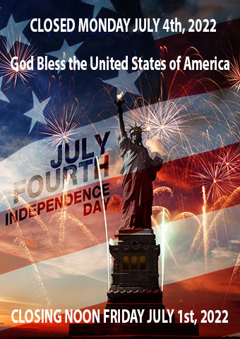 Independance Day 4 July Closed